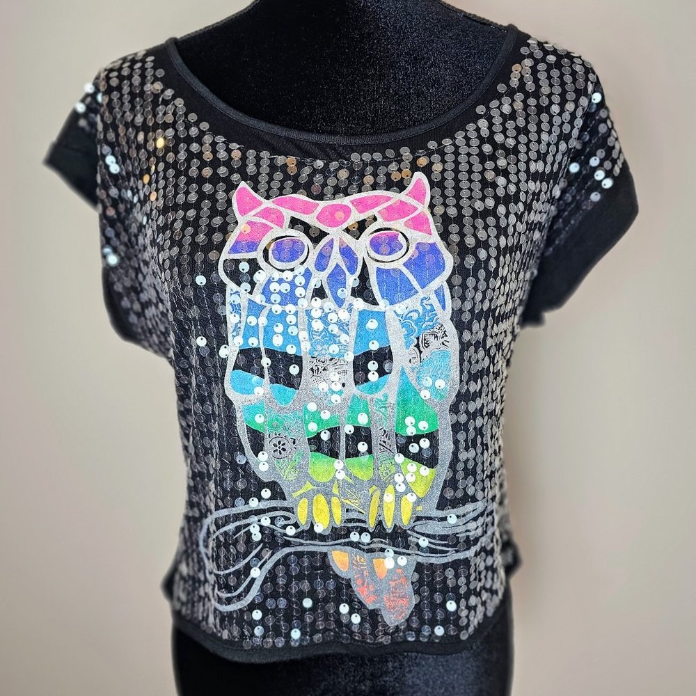 Owl Tee with Sequins